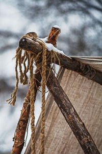 Close-up of rope tied up