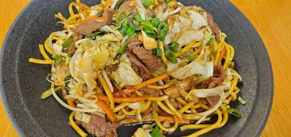 High angle view of vegetables in plate