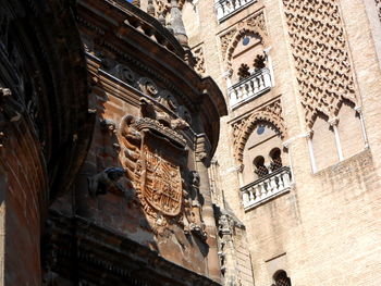 Low angle view of statues on building