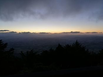 Silhouette of mountains at sunset