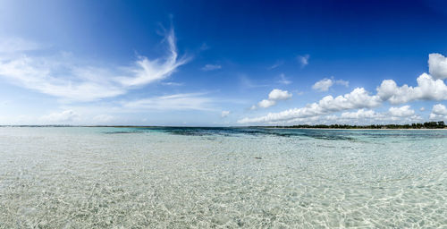 Scenic view of sea against cloudy sky