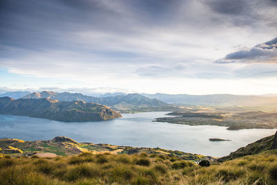 Scenic view of lake against sky