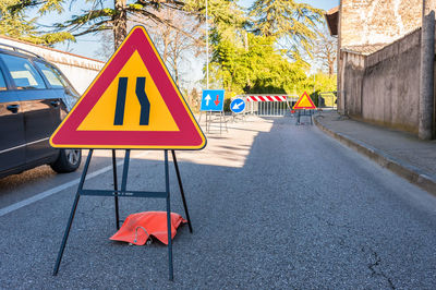 Road sign on street