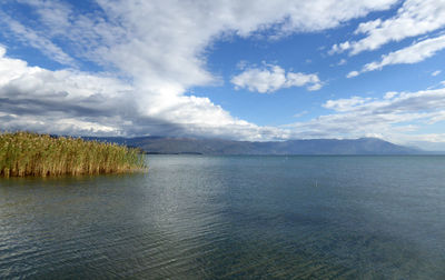 Scenic view of lake against sky