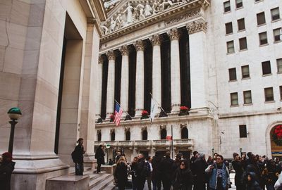 Tourists at historical building