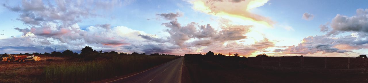 sky, the way forward, tree, transportation, road, cloud - sky, outdoors, nature, beauty in nature, sunset, no people, scenics, landscape, day