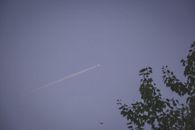 Low angle view of vapor trails in sky