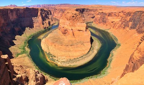 Scenic view of horseshoe bend seen from observation point