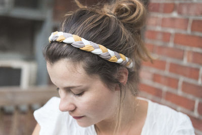 Close-up of thoughtful woman