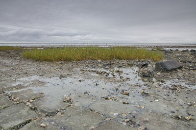 Scenic view of land against sky