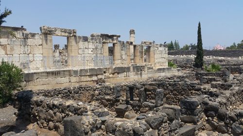 View of old ruins against clear sky