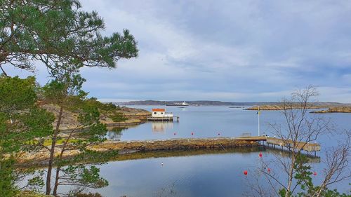 Scenic view of lake against sky