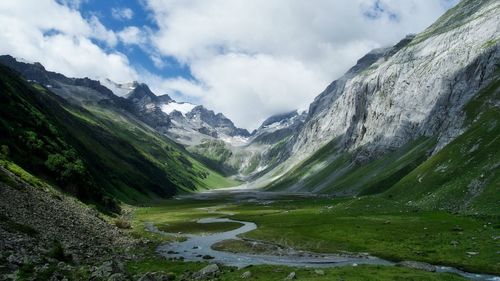 Scenic view of mountains against sky