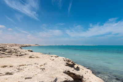 Beautiful rocky beach, fuwairit beach doha, qatar.