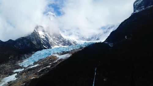 Scenic view of snow mountains against sky