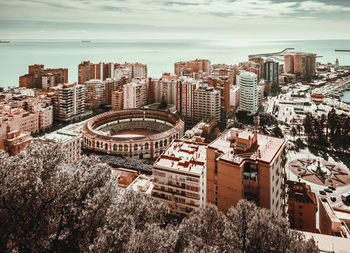 Arial view of buildings against sky