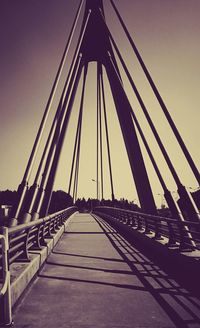 Suspension bridge over river