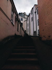 Low angle view of staircase leading towards building