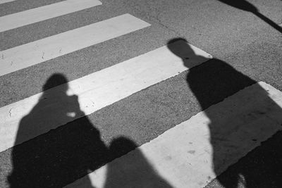 Shadow of people on zebra crossing