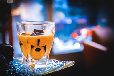 Close-up of drink on table at restaurant