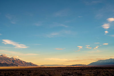 Scenic view of landscape against sky during sunset