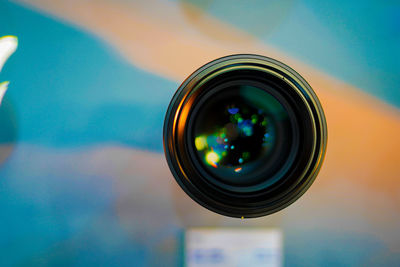 Close-up of camera lens flare