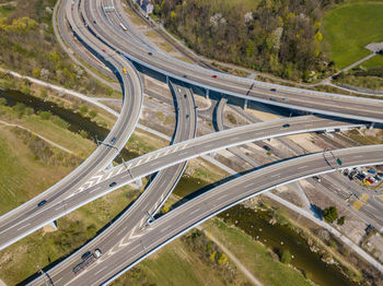 High angle view of elevated road in city