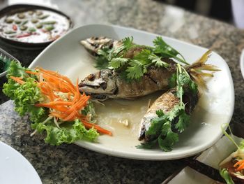 High angle view of salad in plate