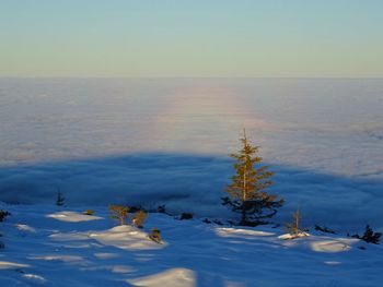 Scenic view of sea against sky during winter