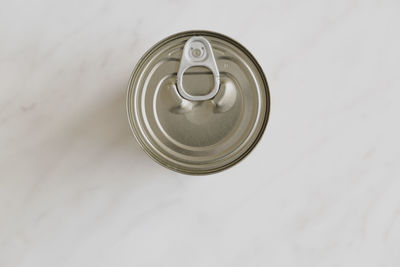 Directly above shot of drink can on table