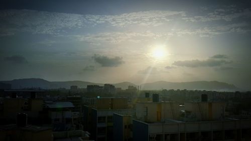 Sunset over town
