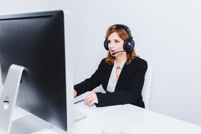 Woman working on laptop