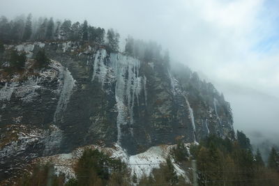 Scenic view of snow covered mountains against sky