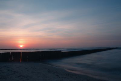 Scenic view of sea at sunset