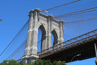 Low angle view of bridge against clear sky