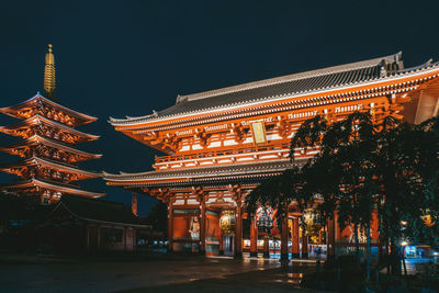 Illuminated building at night