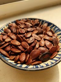 Close-up of coffee beans in bowl