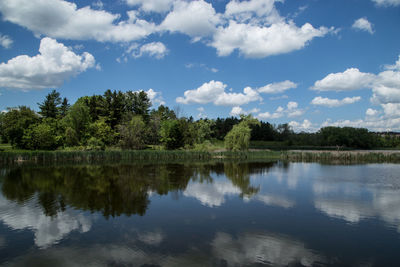 Scenic view of lake against sky