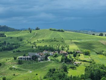 High angle view of townscape against sky