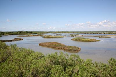 Scenic view of lake against sky