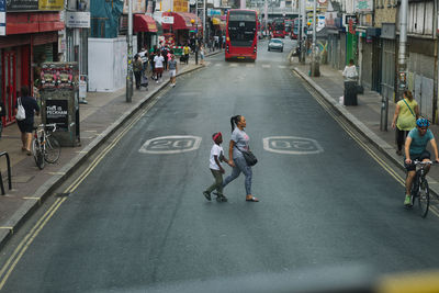 People on street in city