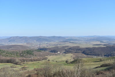 Scenic view of landscape against clear sky