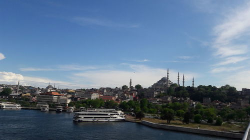 View of river with buildings in background