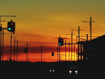 Silhouette of road at sunset