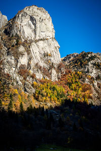 Low angle view of rock formation against sky