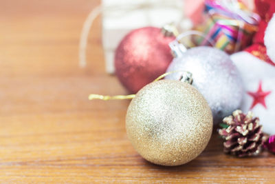 Close-up of christmas tree on table