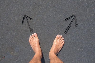 Low section of person standing on beach