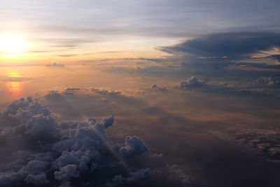 Aerial view of cloudscape against sky during sunset