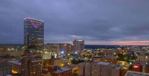 City lit up at night
