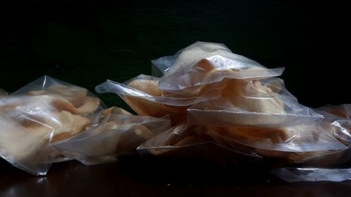 High angle view of ice cream on table